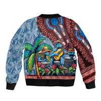 Afro-Caribbean Bomber Jacket African Dashiki Style with Caribbean Music with Blue Iguanas - Wonder Print Shop