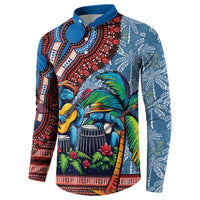 Afro-Caribbean Button Sweatshirt African Dashiki Style with Caribbean Music with Blue Iguanas - Wonder Print Shop