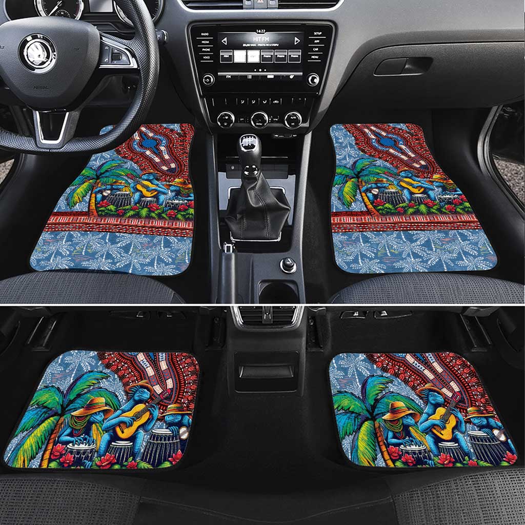 Afro-Caribbean Car Mats African Dashiki Style with Caribbean Music with Blue Iguanas - Wonder Print Shop