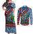 Afro-Caribbean Couples Matching Off Shoulder Maxi Dress and Long Sleeve Button Shirt African Dashiki Style with Caribbean Music with Blue Iguanas - Wonder Print Shop