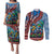 Afro-Caribbean Couples Matching Puletasi and Long Sleeve Button Shirt African Dashiki Style with Caribbean Music with Blue Iguanas - Wonder Print Shop