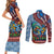 Afro-Caribbean Couples Matching Short Sleeve Bodycon Dress and Long Sleeve Button Shirt African Dashiki Style with Caribbean Music with Blue Iguanas - Wonder Print Shop