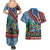Afro-Caribbean Couples Matching Summer Maxi Dress and Hawaiian Shirt African Dashiki Style with Caribbean Music with Blue Iguanas - Wonder Print Shop