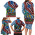 Afro-Caribbean Family Matching Long Sleeve Bodycon Dress and Hawaiian Shirt African Dashiki Style with Caribbean Music with Blue Iguanas - Wonder Print Shop