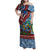 Afro-Caribbean Family Matching Off Shoulder Maxi Dress and Hawaiian Shirt African Dashiki Style with Caribbean Music with Blue Iguanas - Wonder Print Shop