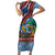 Afro-Caribbean Family Matching Short Sleeve Bodycon Dress and Hawaiian Shirt African Dashiki Style with Caribbean Music with Blue Iguanas - Wonder Print Shop