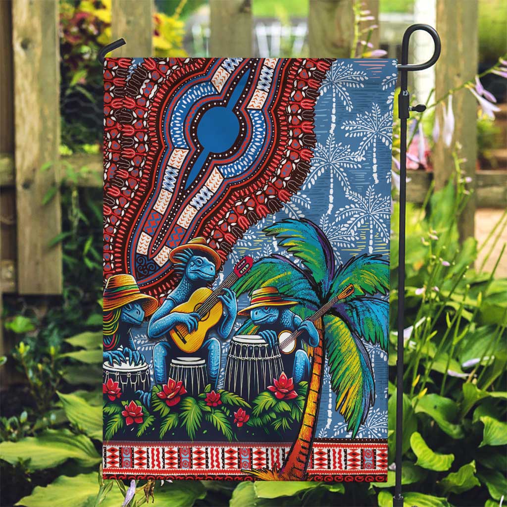 Afro-Caribbean Garden Flag African Dashiki Style with Caribbean Music with Blue Iguanas - Wonder Print Shop