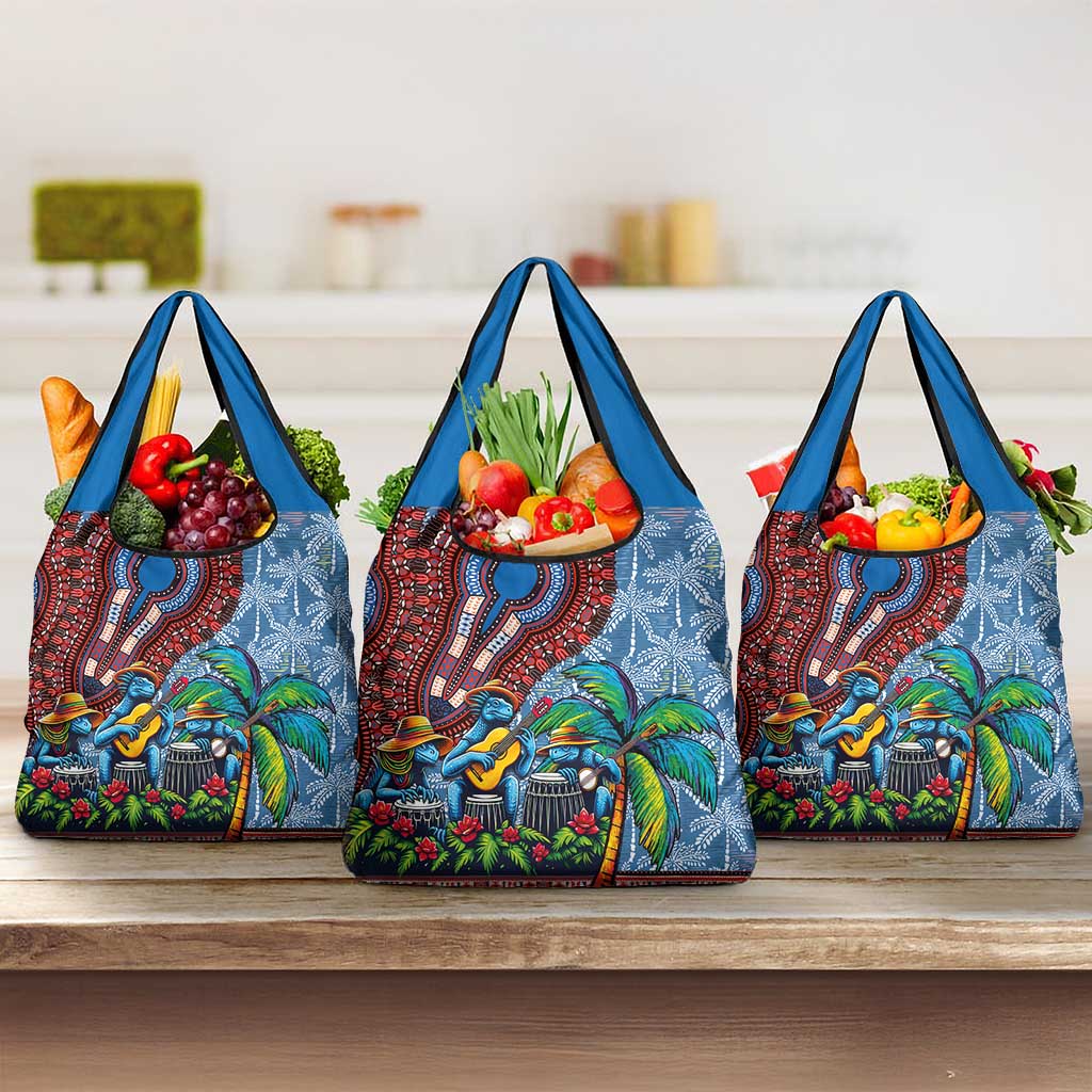 Afro-Caribbean Grocery Bag African Dashiki Style with Caribbean Music with Blue Iguanas - Wonder Print Shop