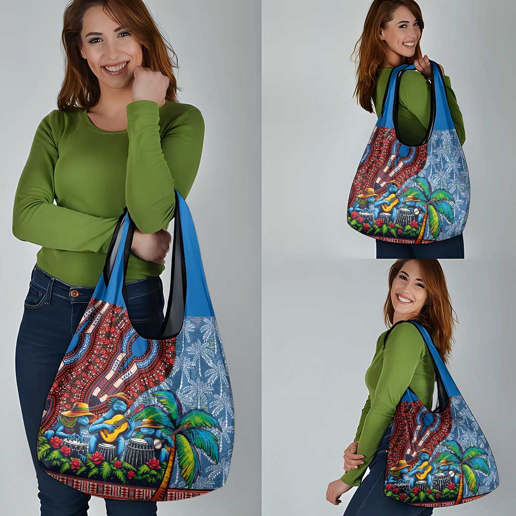 Afro-Caribbean Grocery Bag African Dashiki Style with Caribbean Music with Blue Iguanas - Wonder Print Shop