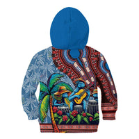 Afro-Caribbean Kid Hoodie African Dashiki Style with Caribbean Music with Blue Iguanas - Wonder Print Shop