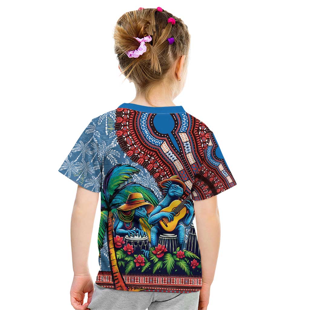 Afro-Caribbean Kid T Shirt African Dashiki Style with Caribbean Music with Blue Iguanas - Wonder Print Shop