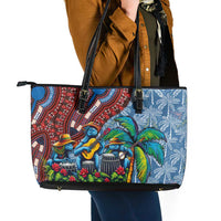 Afro-Caribbean Leather Tote Bag African Dashiki Style with Caribbean Music with Blue Iguanas - Wonder Print Shop