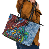 Afro-Caribbean Leather Tote Bag African Dashiki Style with Caribbean Music with Blue Iguanas - Wonder Print Shop