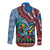 Afro-Caribbean Long Sleeve Button Shirt African Dashiki Style with Caribbean Music with Blue Iguanas - Wonder Print Shop