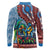 Afro-Caribbean Long Sleeve Polo Shirt African Dashiki Style with Caribbean Music with Blue Iguanas - Wonder Print Shop