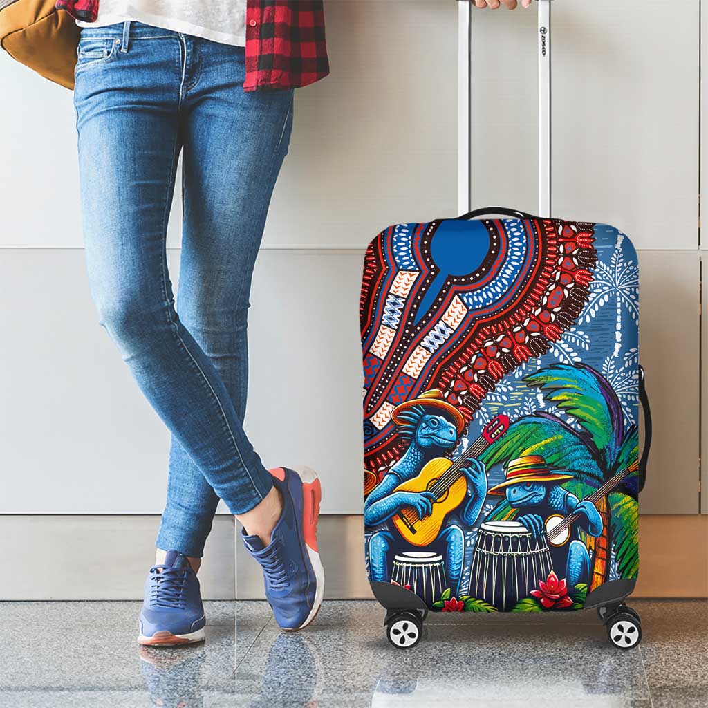 Afro-Caribbean Luggage Cover African Dashiki Style with Caribbean Music with Blue Iguanas - Wonder Print Shop