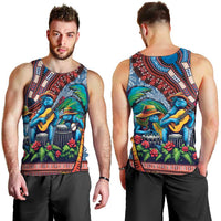 Afro-Caribbean Men Tank Top African Dashiki Style with Caribbean Music with Blue Iguanas - Wonder Print Shop