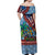 Afro-Caribbean Off Shoulder Maxi Dress African Dashiki Style with Caribbean Music with Blue Iguanas - Wonder Print Shop