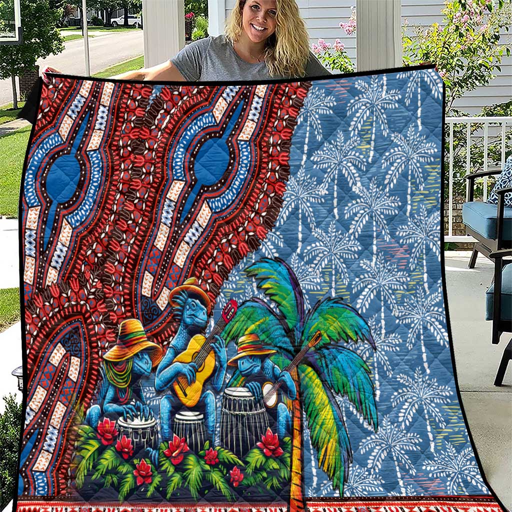 Afro-Caribbean Quilt African Dashiki Style with Caribbean Music with Blue Iguanas - Wonder Print Shop