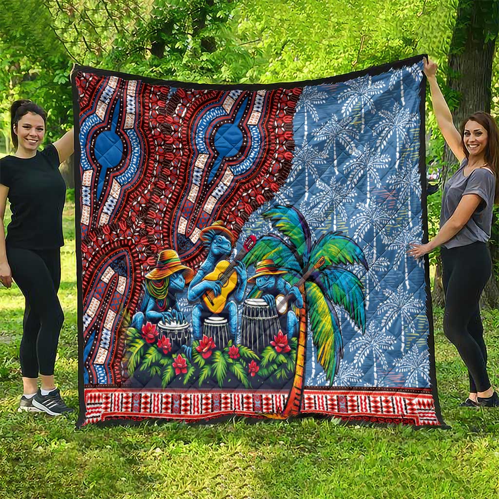 Afro-Caribbean Quilt African Dashiki Style with Caribbean Music with Blue Iguanas - Wonder Print Shop