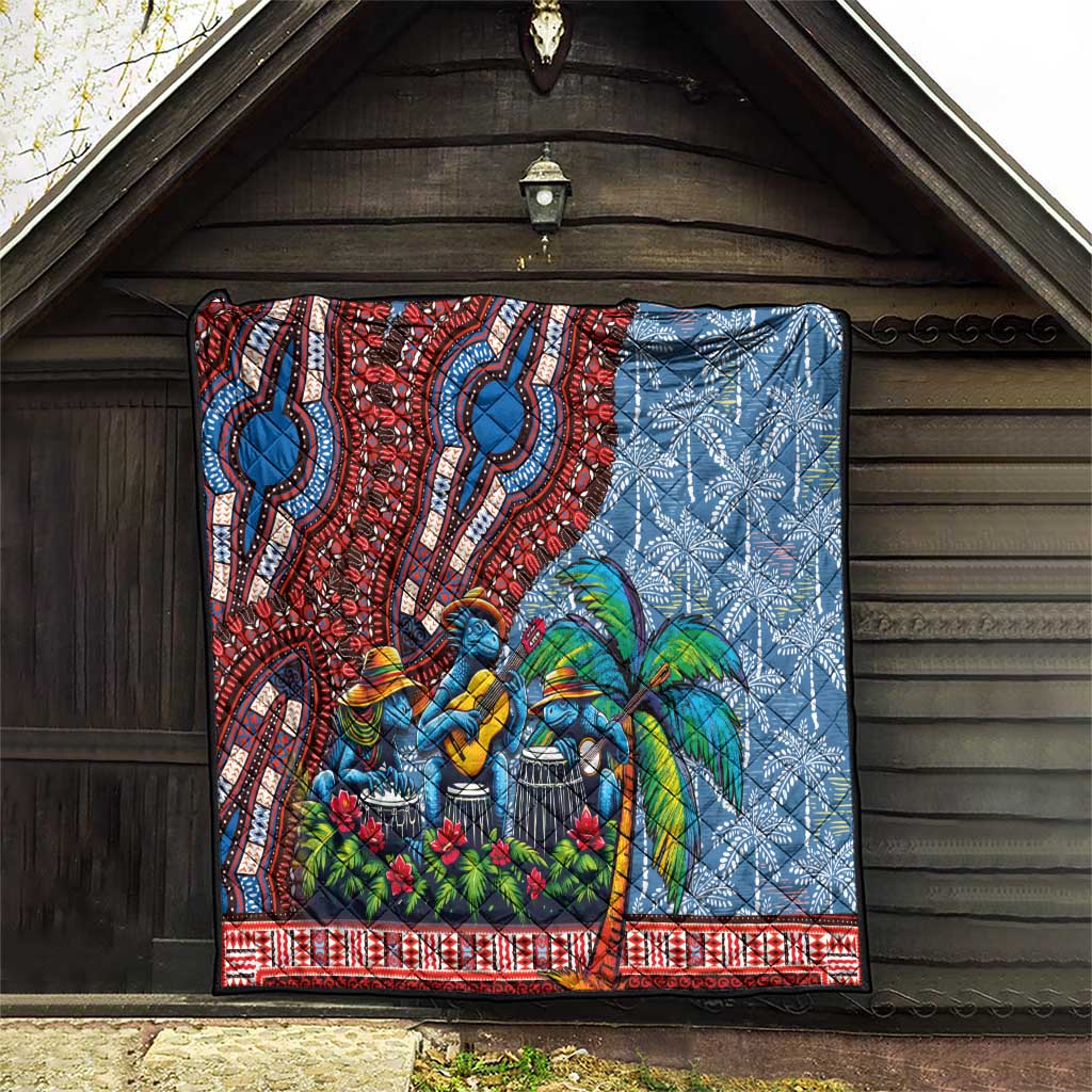Afro-Caribbean Quilt African Dashiki Style with Caribbean Music with Blue Iguanas - Wonder Print Shop