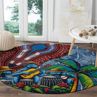 Afro-Caribbean Round Carpet African Dashiki Style with Caribbean Music with Blue Iguanas - Wonder Print Shop