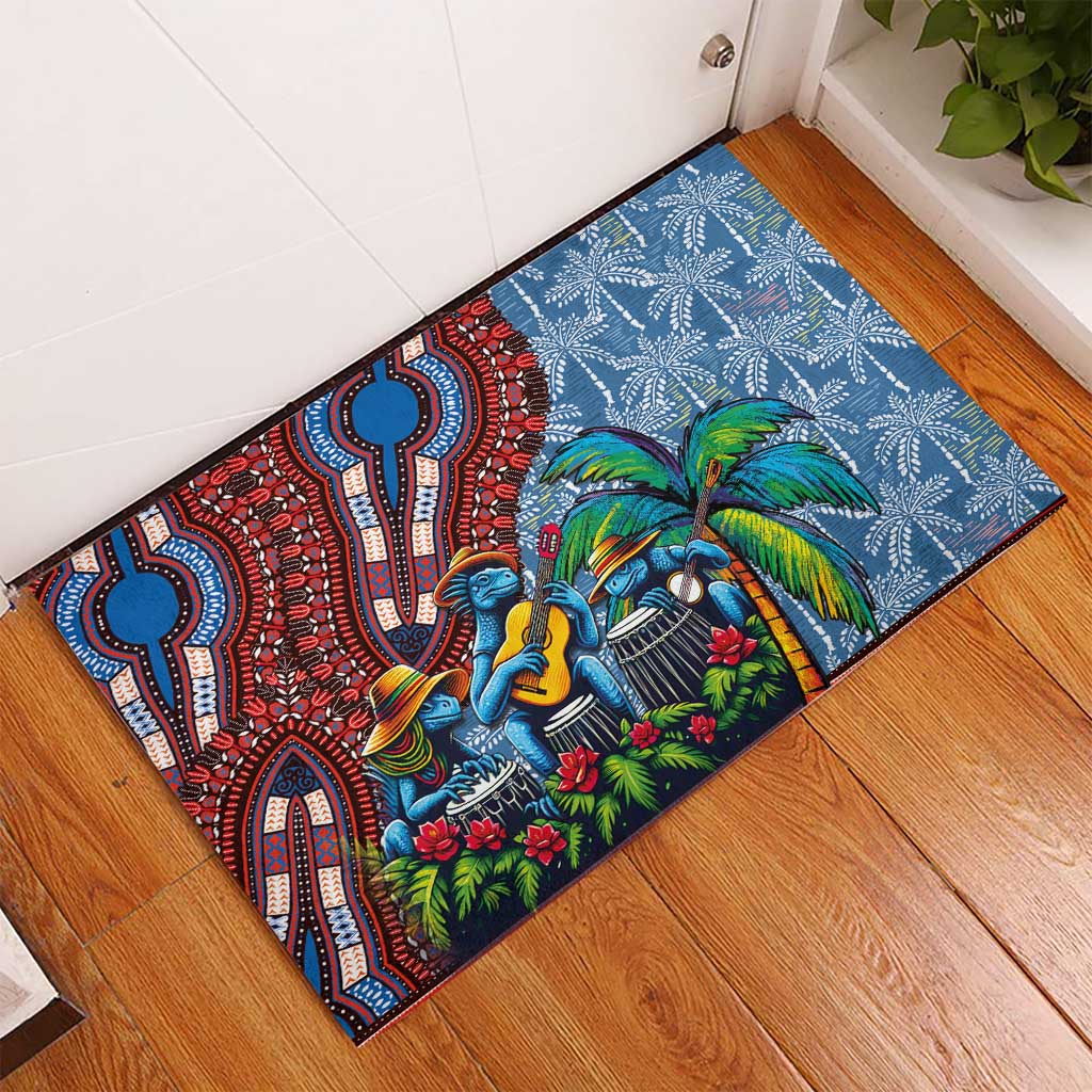 Afro-Caribbean Rubber Doormat African Dashiki Style with Caribbean Music with Blue Iguanas - Wonder Print Shop