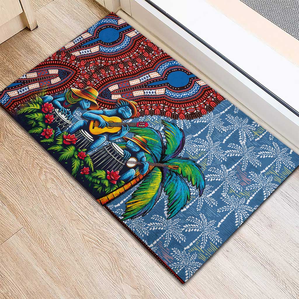 Afro-Caribbean Rubber Doormat African Dashiki Style with Caribbean Music with Blue Iguanas - Wonder Print Shop