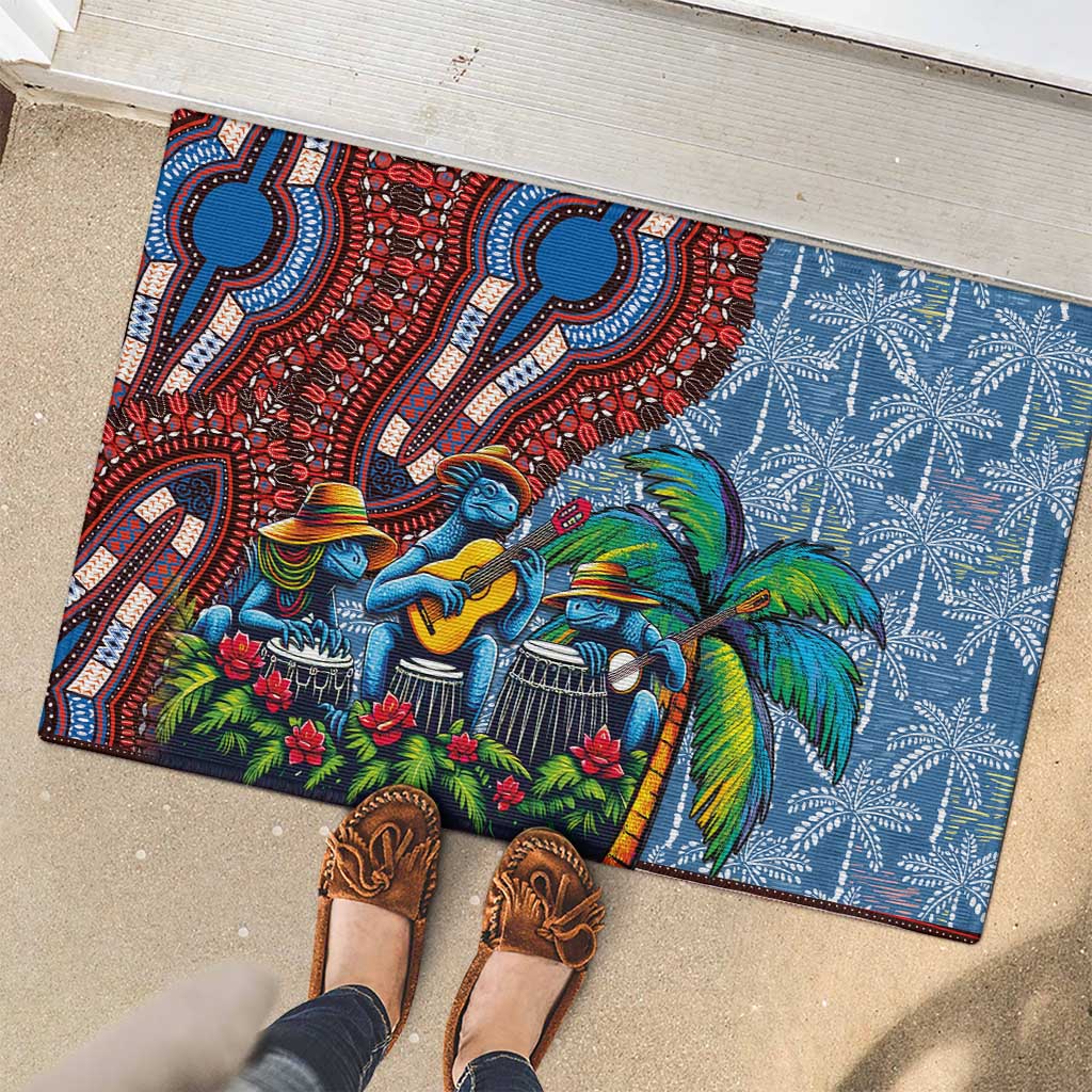 Afro-Caribbean Rubber Doormat African Dashiki Style with Caribbean Music with Blue Iguanas - Wonder Print Shop