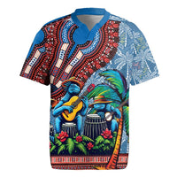 Afro-Caribbean Rugby Jersey African Dashiki Style with Caribbean Music with Blue Iguanas - Wonder Print Shop