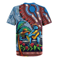 Afro-Caribbean Rugby Jersey African Dashiki Style with Caribbean Music with Blue Iguanas - Wonder Print Shop