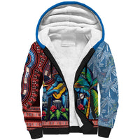 Afro-Caribbean Sherpa Hoodie African Dashiki Style with Caribbean Music with Blue Iguanas - Wonder Print Shop