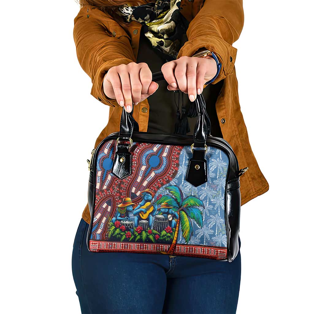 Afro-Caribbean Shoulder Handbag African Dashiki Style with Caribbean Music with Blue Iguanas - Wonder Print Shop