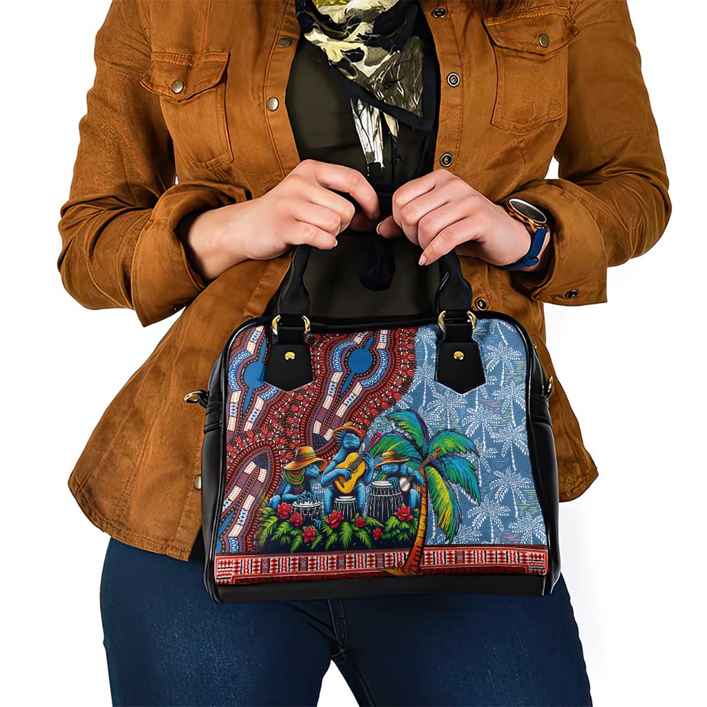 Afro-Caribbean Shoulder Handbag African Dashiki Style with Caribbean Music with Blue Iguanas - Wonder Print Shop