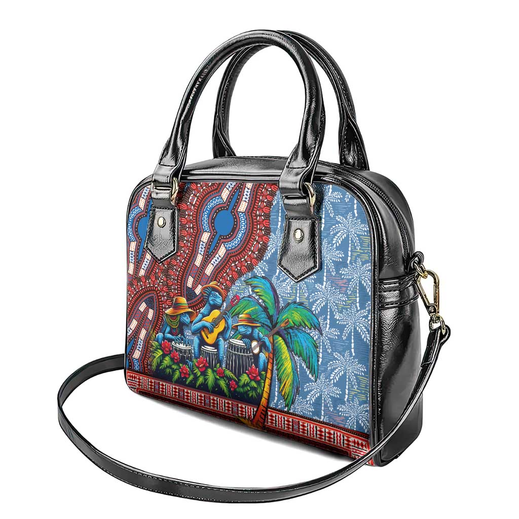 Afro-Caribbean Shoulder Handbag African Dashiki Style with Caribbean Music with Blue Iguanas - Wonder Print Shop