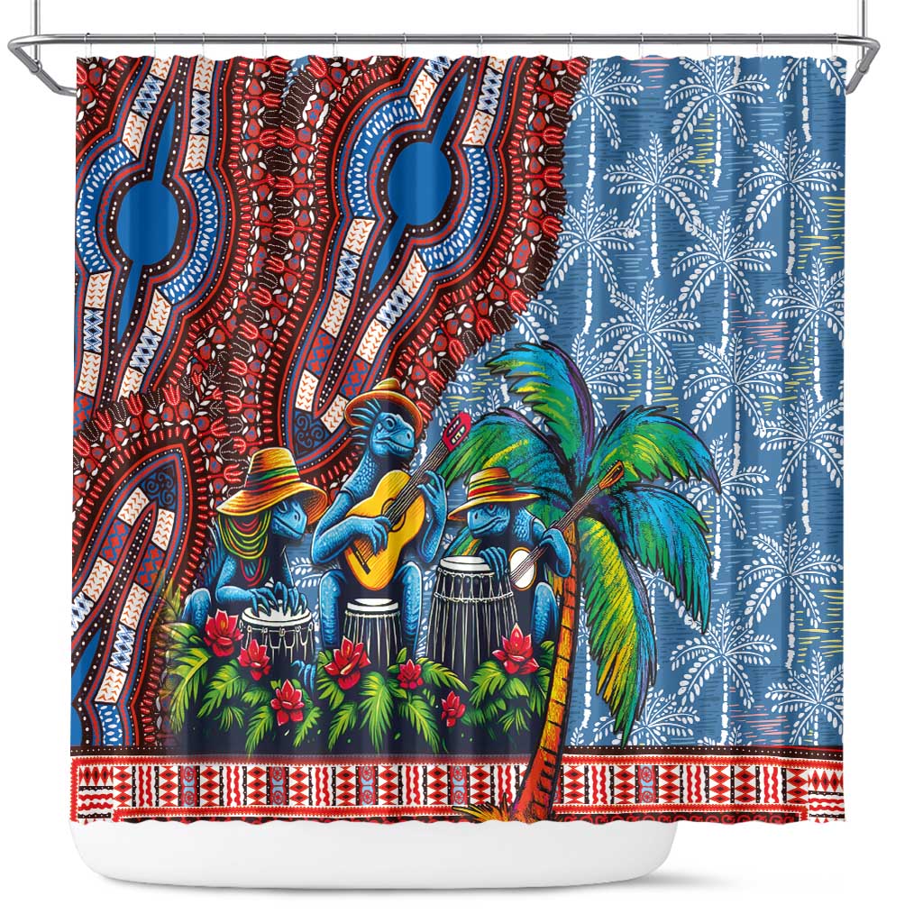 Afro-Caribbean Shower Curtain African Dashiki Style with Caribbean Music with Blue Iguanas - Wonder Print Shop