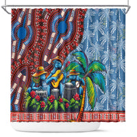 Afro-Caribbean Shower Curtain African Dashiki Style with Caribbean Music with Blue Iguanas - Wonder Print Shop