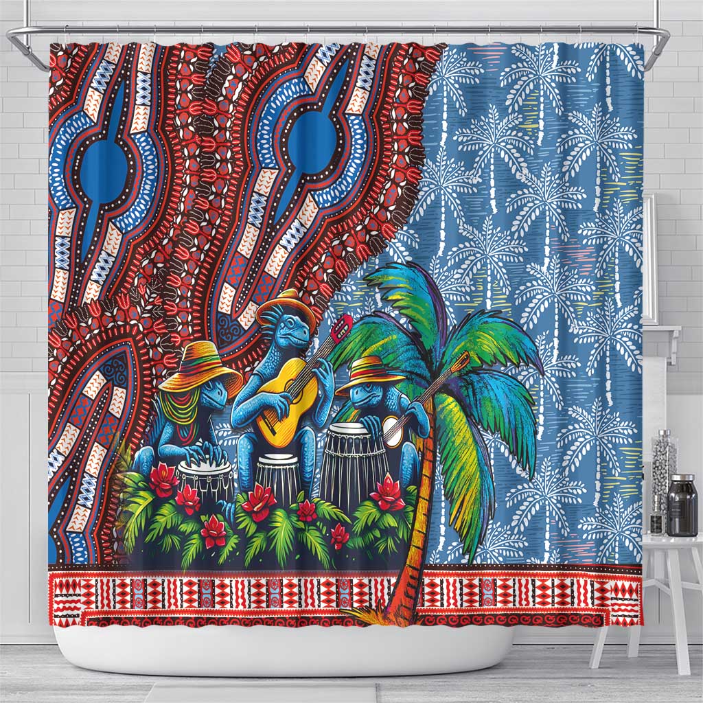 Afro-Caribbean Shower Curtain African Dashiki Style with Caribbean Music with Blue Iguanas - Wonder Print Shop