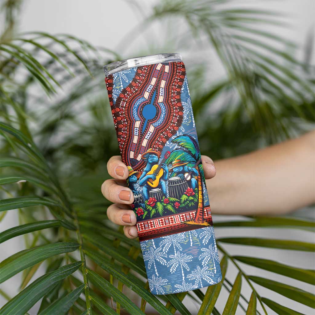 Afro-Caribbean Skinny Tumbler African Dashiki Style with Caribbean Music with Blue Iguanas - Wonder Print Shop