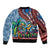 Afro-Caribbean Sleeve Zip Bomber Jacket African Dashiki Style with Caribbean Music with Blue Iguanas - Wonder Print Shop