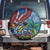 Afro-Caribbean Spare Tire Cover African Dashiki Style with Caribbean Music with Blue Iguanas - Wonder Print Shop