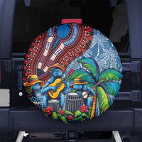Afro-Caribbean Spare Tire Cover African Dashiki Style with Caribbean Music with Blue Iguanas - Wonder Print Shop