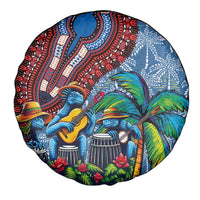 Afro-Caribbean Spare Tire Cover African Dashiki Style with Caribbean Music with Blue Iguanas - Wonder Print Shop