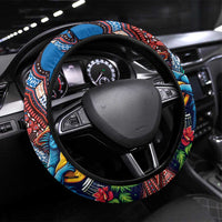 Afro-Caribbean Steering Wheel Cover African Dashiki Style with Caribbean Music with Blue Iguanas - Wonder Print Shop