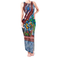 Afro-Caribbean Tank Maxi Dress African Dashiki Style with Caribbean Music with Blue Iguanas - Wonder Print Shop