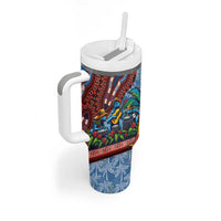 Afro-Caribbean Tumbler With Handle African Dashiki Style with Caribbean Music with Blue Iguanas - Wonder Print Shop