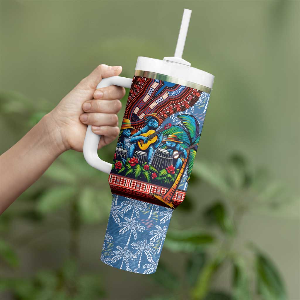 Afro-Caribbean Tumbler With Handle African Dashiki Style with Caribbean Music with Blue Iguanas - Wonder Print Shop