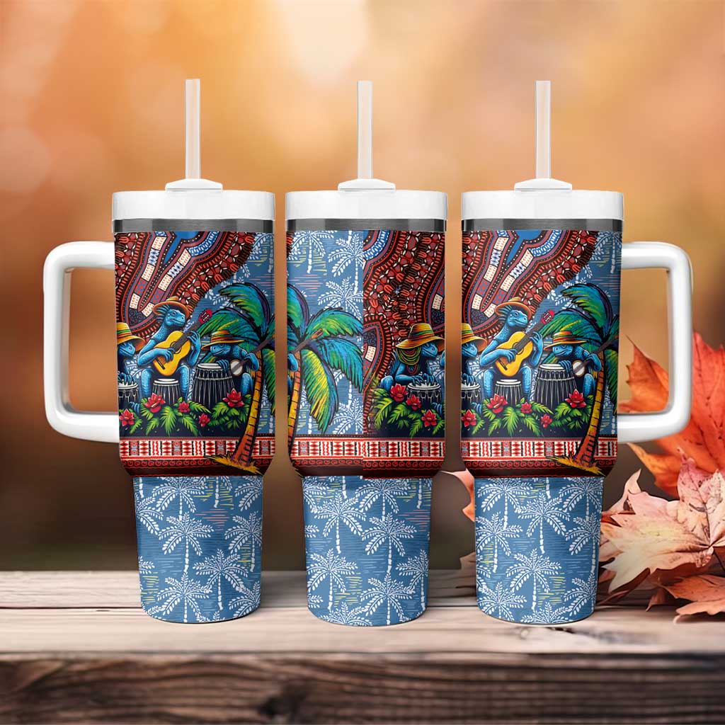 Afro-Caribbean Tumbler With Handle African Dashiki Style with Caribbean Music with Blue Iguanas - Wonder Print Shop