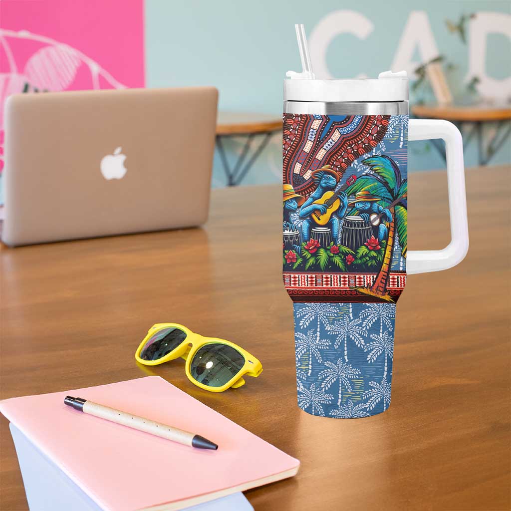 Afro-Caribbean Tumbler With Handle African Dashiki Style with Caribbean Music with Blue Iguanas - Wonder Print Shop