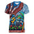 Afro-Caribbean Women V-Neck T-Shirt African Dashiki Style with Caribbean Music with Blue Iguanas - Wonder Print Shop